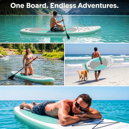 Inflatable Paddle Board - Stable Non-Slip Deck, PVC, 10' Teal