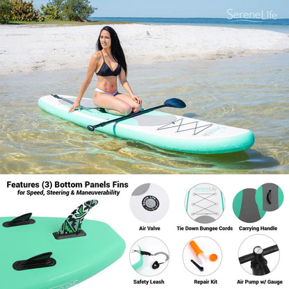 Inflatable Paddle Board - Stable Non-Slip Deck, PVC, 10' Teal