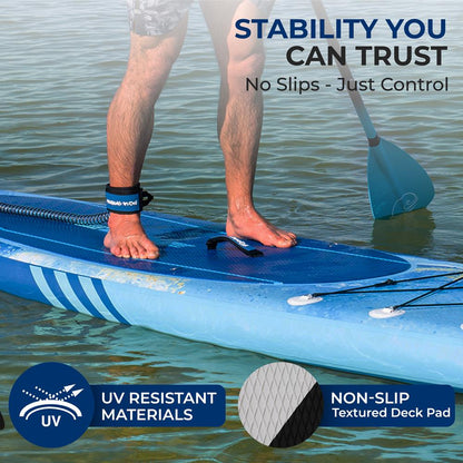 Inflatable Paddle Board - Stable Non-Slip Deck, 10'6", Portable, Blue