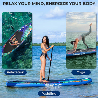 Inflatable Paddle Board - Stable Non-Slip Deck, 10'6", Blue