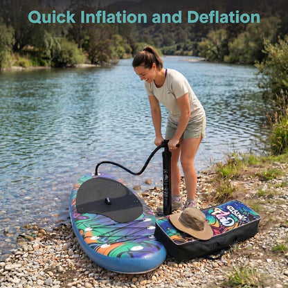 Inflatable Paddle Board - Stable Non-Slip Deck, 10'6", Blue