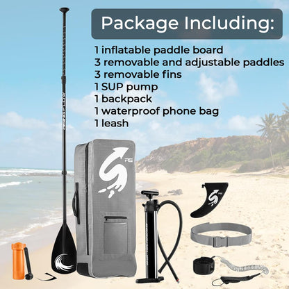 Inflatable Paddle Board - Stable Non-Slip Deck, 10'6", Wood Finish