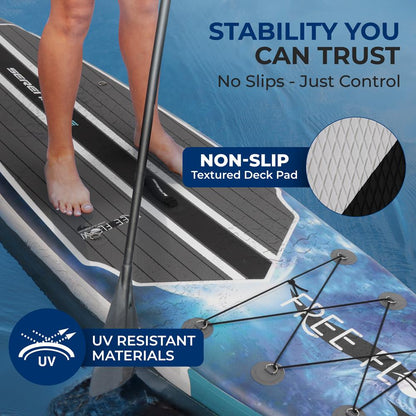 Inflatable Paddle Board - Stable Non-Slip Deck, 10'6", Space Blue