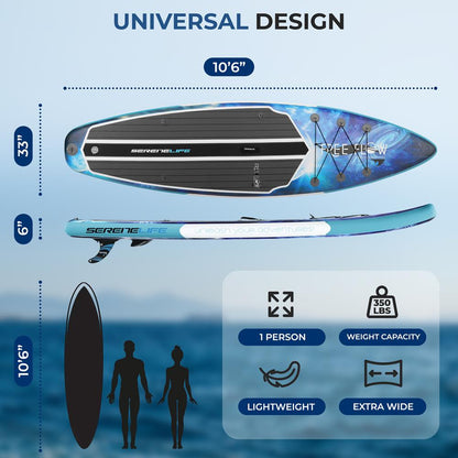 Inflatable Paddle Board - Stable Non-Slip Deck, 10'6", Space Blue
