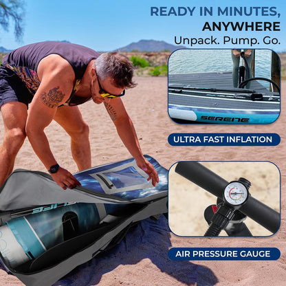 Inflatable Paddle Board - Stable Non-Slip Deck, 10'6", Space Blue