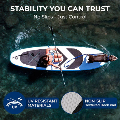11'6" Inflatable SUP - Pet-Friendly, Stable Non-Slip EVA Deck, 485 lbs Capacity