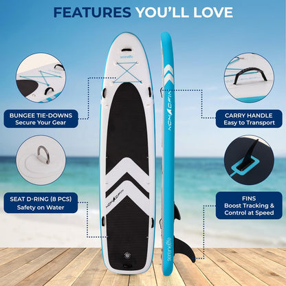 Inflatable Paddle Board 480 lbs Capacity Non-Slip Deck Pad 12'2"