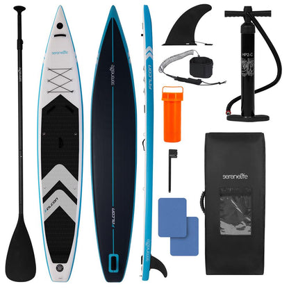 Free-Flow Stand-Up Paddle-Board - Woven Drop-Stitch And Double Layer Side Inflatable Sup With Double-Action Hand Pump, 3-Shaft Aluminum Paddle, Leash, Fin, Repair Kit, And Backpack (Black)