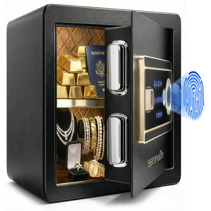 Fingerprint Safe 0.63 Cu Ft, Heavy-Duty Steel, Touchscreen, Black