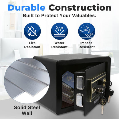 Fingerprint Safe 0.63 Cu Ft, Heavy-Duty Steel, Touchscreen, Black