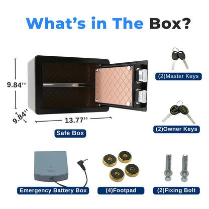 Fingerprint Safe 0.63 Cu Ft, Heavy-Duty Steel, Touchscreen, Black