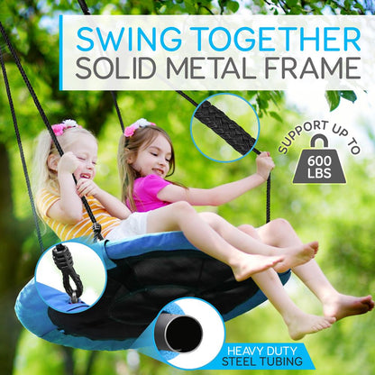 Saucer Swing 40" for Kids, Waterproof, Padded Frame, Blue