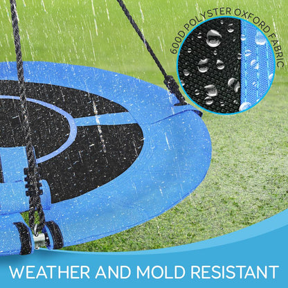 Saucer Swing 40" for Kids, Waterproof, Padded Frame, Blue