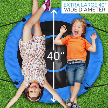 Saucer Swing 40" for Kids, Waterproof, Padded Frame, Blue