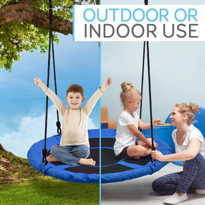 Saucer Swing 40" for Kids, Waterproof, Padded Frame, Blue