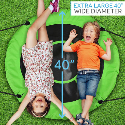 Saucer Swing 40" for Kids, Waterproof, Padded Frame, Green
