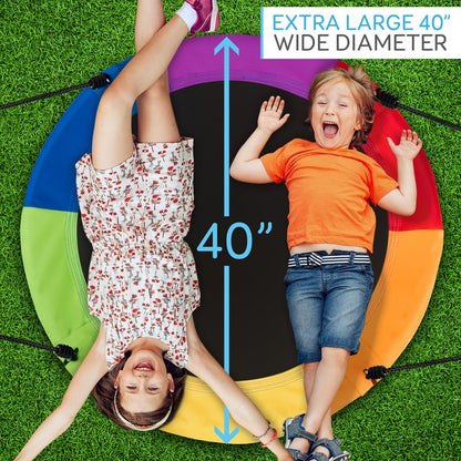 Saucer Swing 40" for Kids, Waterproof, Adjustable Ropes, Rainbow
