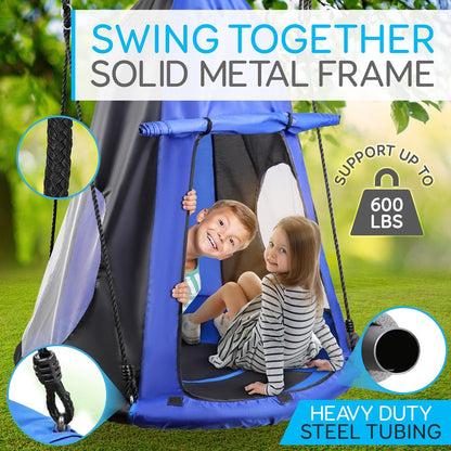 Tree Swing Tent for Kids - Relaxing Fun, Padded Seat, Blue