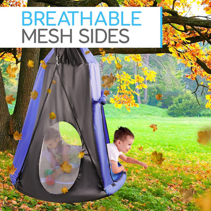 Tree Swing Tent for Kids - Relaxing Fun, Padded Seat, Blue