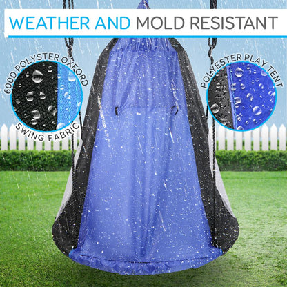 Tree Swing Tent for Kids - Relaxing Fun, Padded Seat, Blue