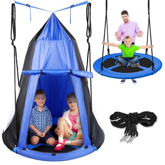 Tree Swing Tent for Kids - Relaxing Fun, Padded Seat, Blue