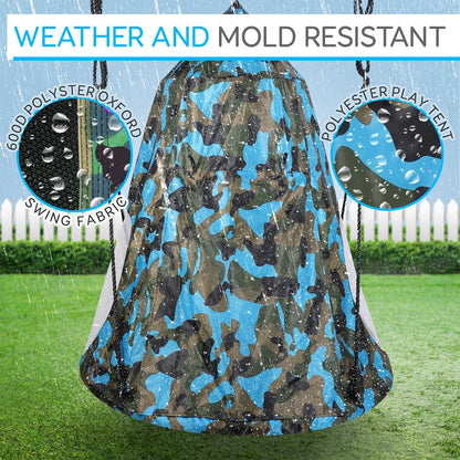 Tree Swing Tent for Kids - Relaxing Fun, Padded Seat, Camo