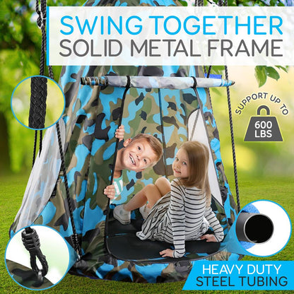 Tree Swing Tent for Kids - Relaxing Fun, Padded Seat, Camo