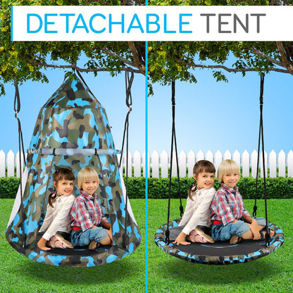 Tree Swing Tent for Kids - Relaxing Fun, Padded Seat, Camo