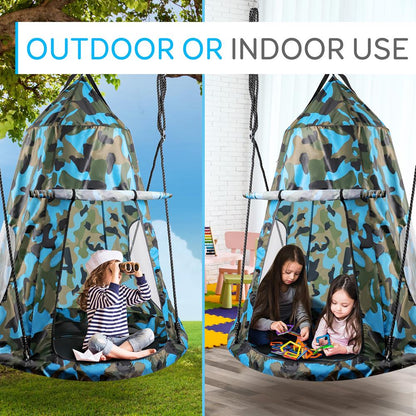 Tree Swing Tent for Kids - Relaxing Fun, Padded Seat, Camo