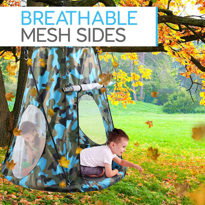 Tree Swing Tent for Kids - Relaxing Fun, Padded Seat, Camo