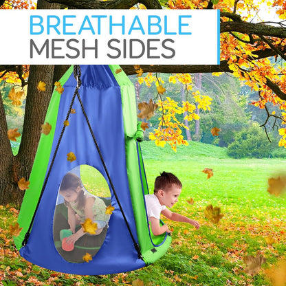 Kids Hanging Tent Swing, Outdoor Fun, Waterproof, Green