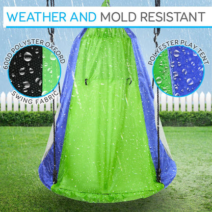 Kids Hanging Tent Swing, Outdoor Fun, Waterproof, Green