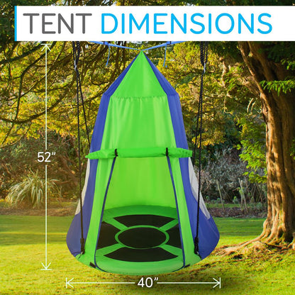 Kids Hanging Tent Swing, Outdoor Fun, Waterproof, Green