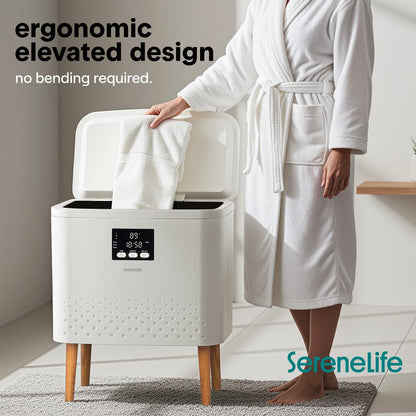 Rectangular Towel Warmer Bucket - Large Capacity Single Touch Towel & Blanket Warmer With Built-In Wifi Capability (White)
