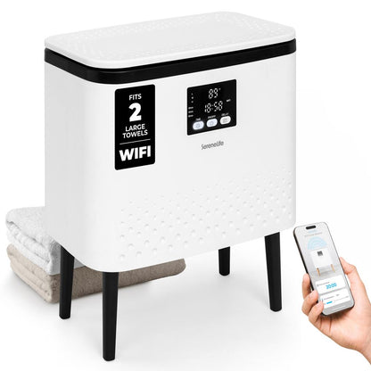 Rectangular Towel Warmer Bucket - Large Capacity Single Touch Towel & Blanket Warmer With Built-In Wifi Capability (Black)
