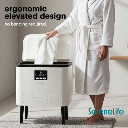 Rectangular Towel Warmer Bucket - Large Capacity Single Touch Towel & Blanket Warmer With Built-In Wifi Capability (Black)