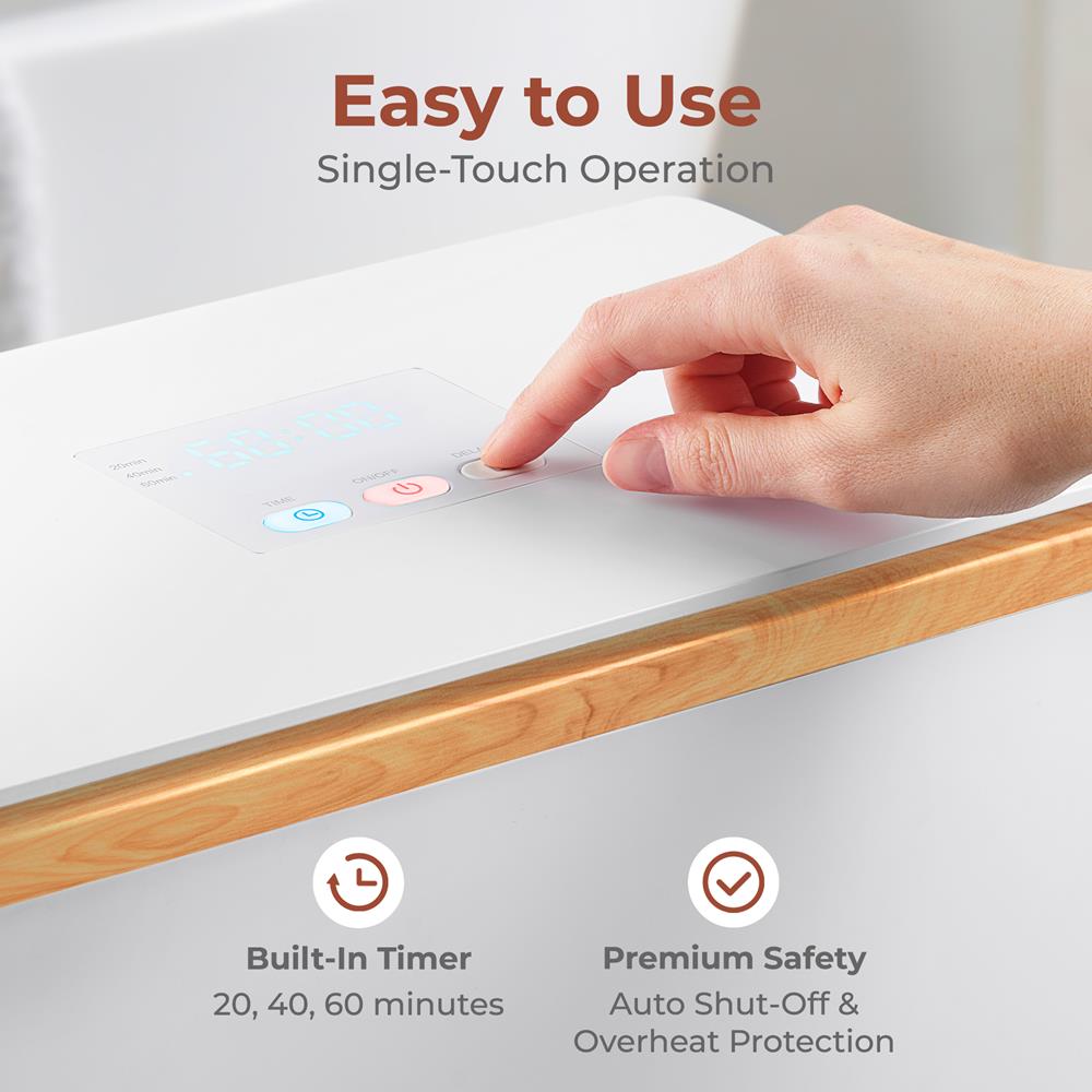 Towel Warmer with Auto Shut-Off, Stainless Steel, Natural Wood Finish