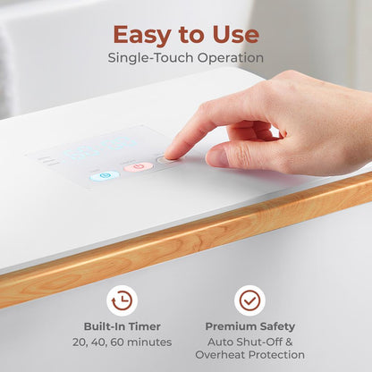 Towel Warmer with Auto Shut-Off, Stainless Steel, Natural Wood Finish