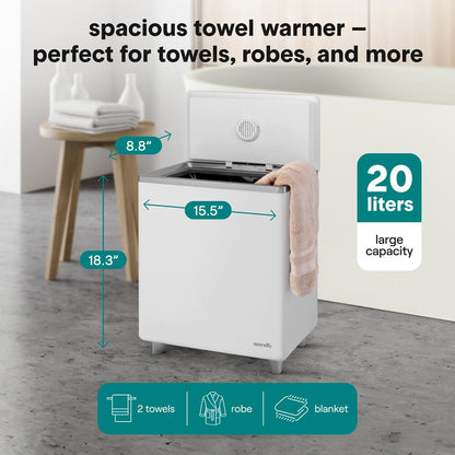 Rectangular Towel Warmer Bucket - Large Capacity Single Touch Towel & Blanket Warmer With Built-In Wifi Capability (Silver)