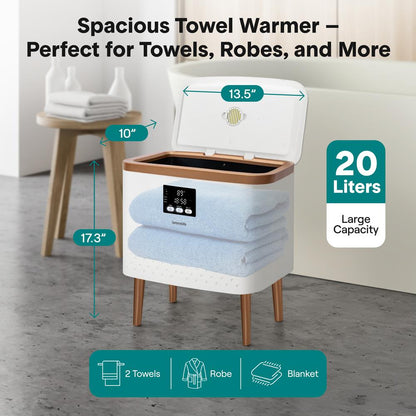 Serenelife Rectangular Towel Warmer Bucket - Large Capacity Single Touch Towel & Blanket Warmer (Gold)