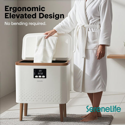 Serenelife Rectangular Towel Warmer Bucket - Large Capacity Single Touch Towel & Blanket Warmer (Gold)