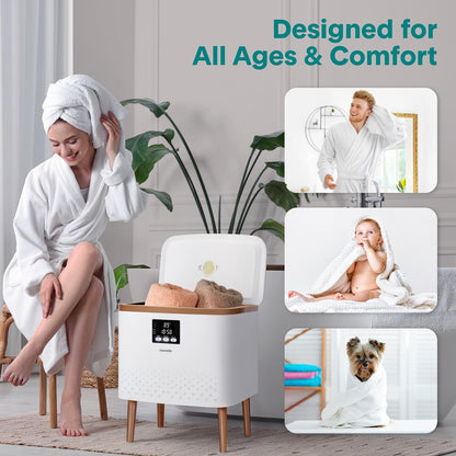 Serenelife Rectangular Towel Warmer Bucket - Large Capacity Single Touch Towel & Blanket Warmer (Gold)