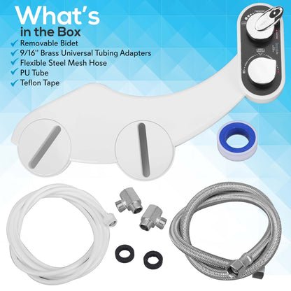Bathroom Bidet Attachment - Hot/Cold Water, Self-Cleaning Nozzle