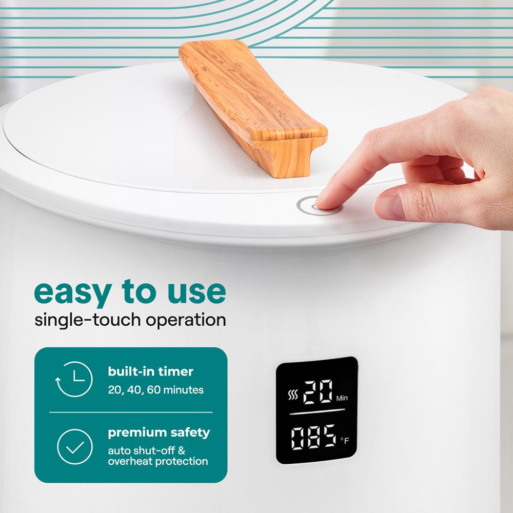 Digital Towel Warmer, Auto Shut-Off, Insulated Lid, White