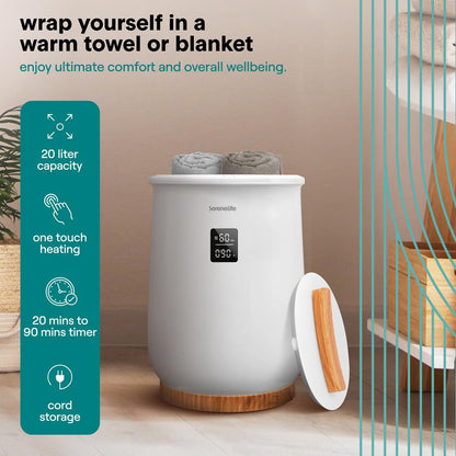 Digital Towel Warmer, Auto Shut-Off, Insulated Lid, White