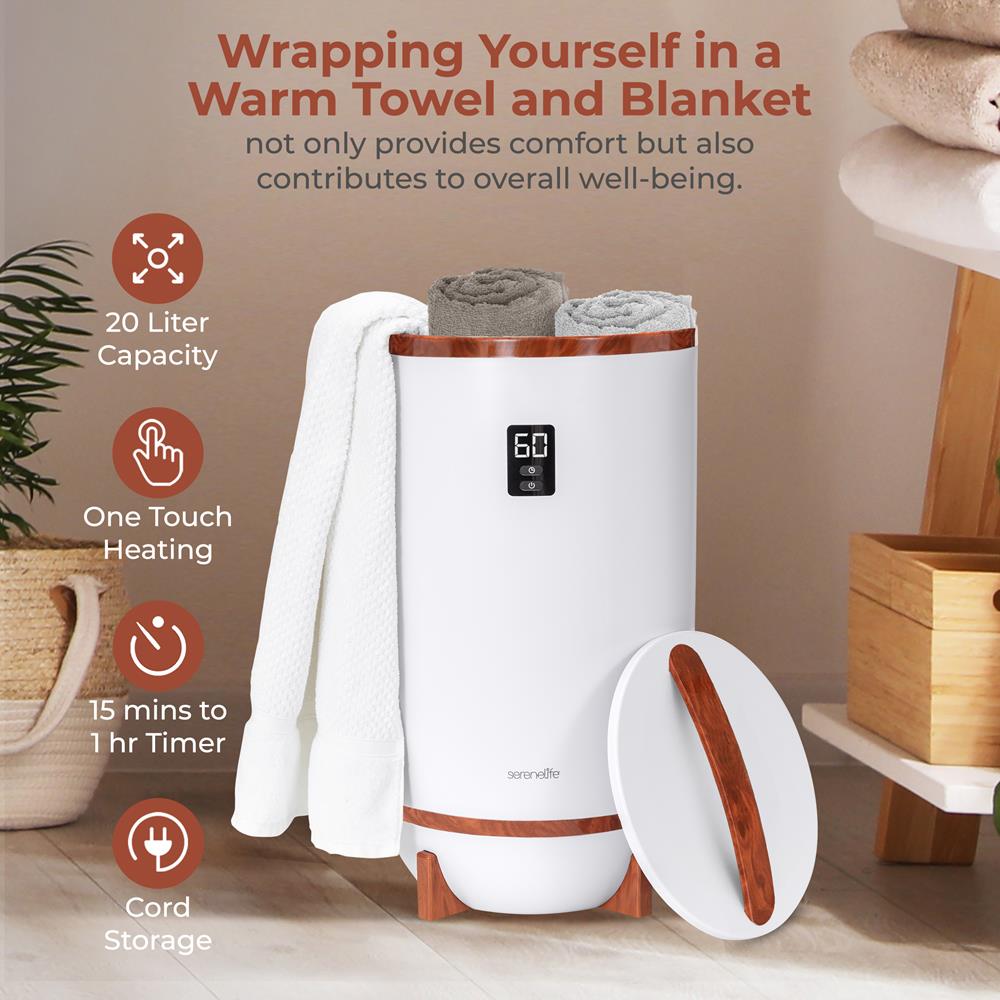 Towel Warmer with Timer & Auto Shut-Off, Holds 2 Towels, Cherry
