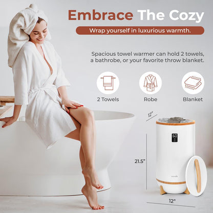 Towel & Blanket Warmer - Quick Heat, 2 Towel Capacity, Auto Shut-Off, White