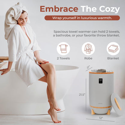 Towel Warmer with Fragrance Holder, Auto Shutoff, Fits 2 Towels, Gray