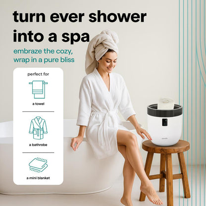 Bucket Towel Warmers With Customized Fragrances For Spa And Bathroom, Timer 20/40/60/90 Minutes, Fits 1 Large Towel, Blanket, Bathrobe, Pjs (Black)