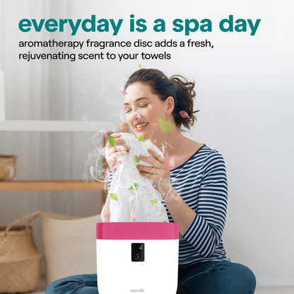 Towel Warmer Bucket - Luxury Heating, Auto Shut-Off, Pink